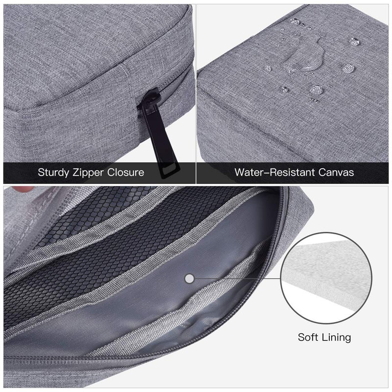 imComor Portable Electronics Accessories Storage Bag, 2PCS Big + Small Carrying Case Travel Cable Organizer Cosmetic Bag Pouch Compatible Hard Drive, Power Bank, Mouse, Laptop Charger, Cellphone, Gray - Image 4
